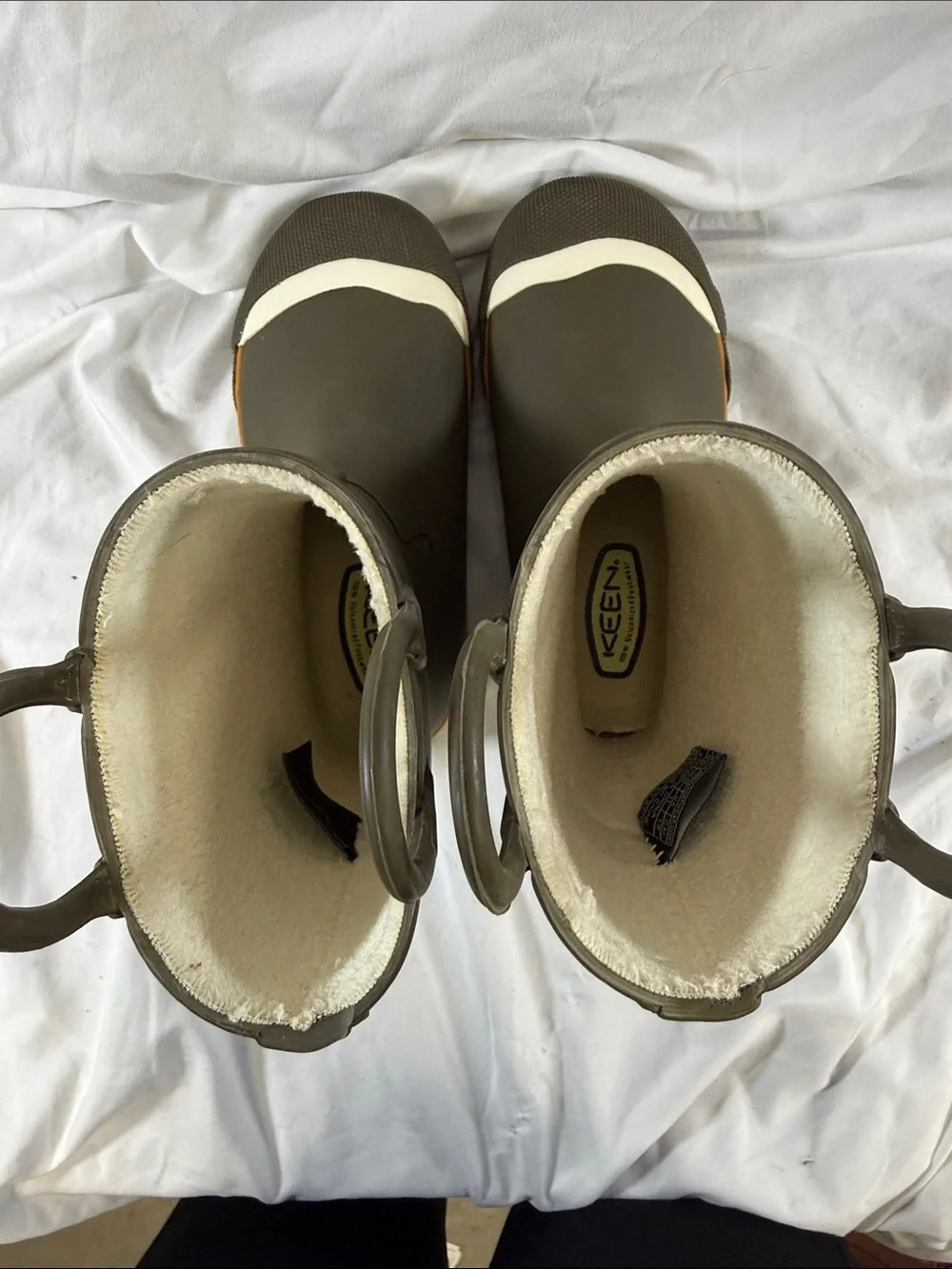 Keen Kids Brown Rain Boots with Yellow Cat Accent